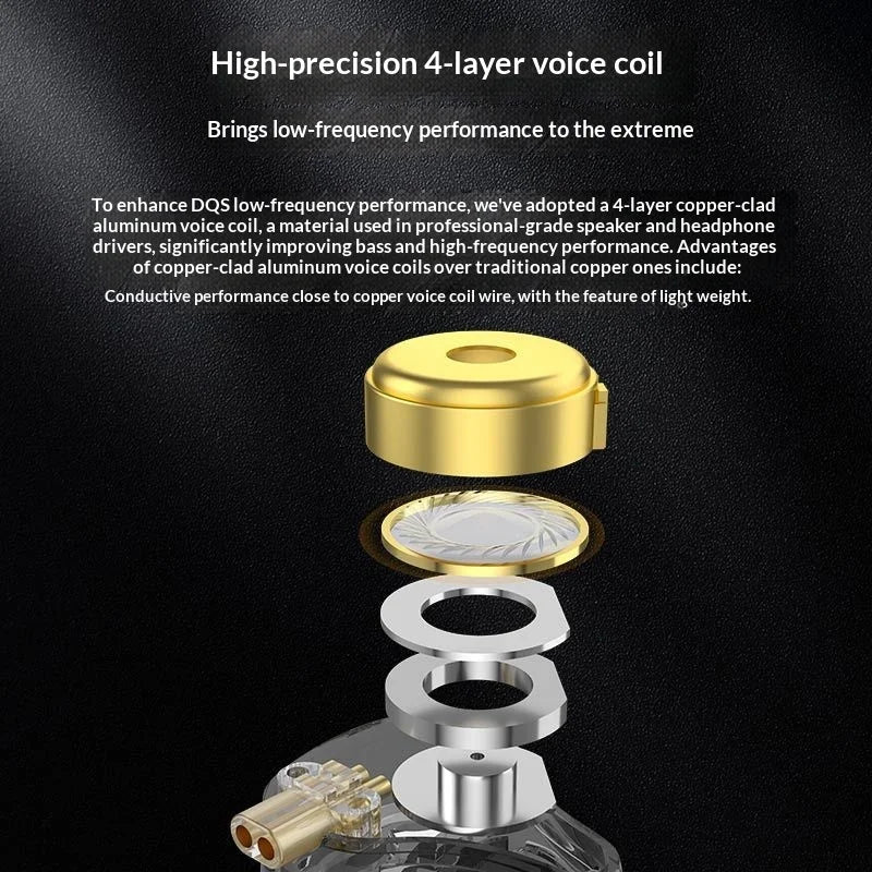 KZ-DQS Dynamic In-Ear Headphones Heavy Bass Gaming HiFi Sports Monitoring Music Live Streaming Earbuds