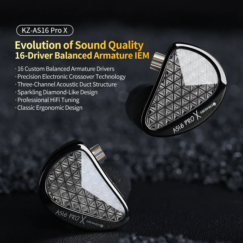 KZ AS16 PRO X - Professional High-Fidelity (Hi-Fi) In-Ear Monitors